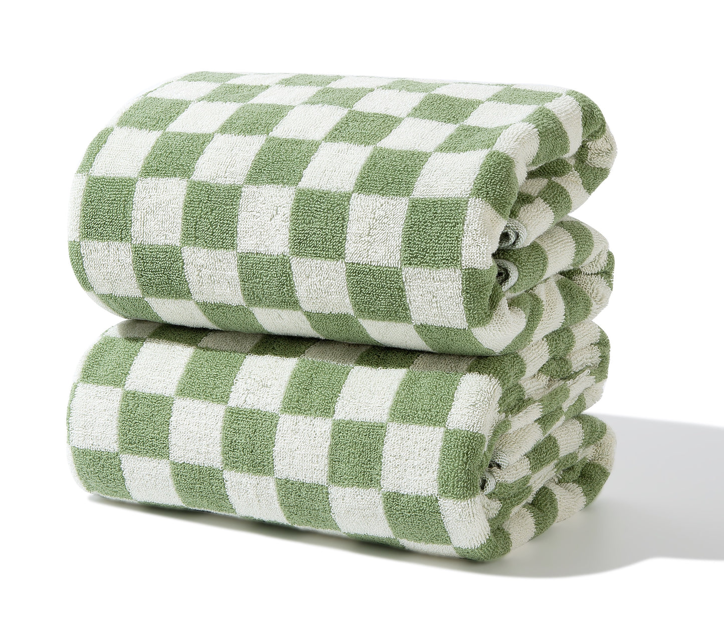 Checkered Bath Towels - 100% Cotton, Super Soft & Absorbent, Fade-Resistant, Cozy, and Perfect for Gifting (2 Towels)