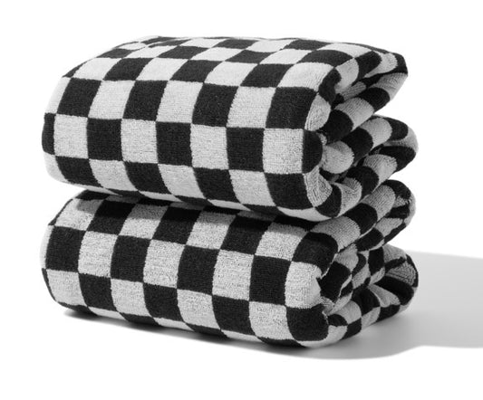 Checkered Bath Towels - 100% Cotton, Super Soft & Absorbent, Fade-Resistant, Cozy, and Perfect for Gifting (2 Towels)